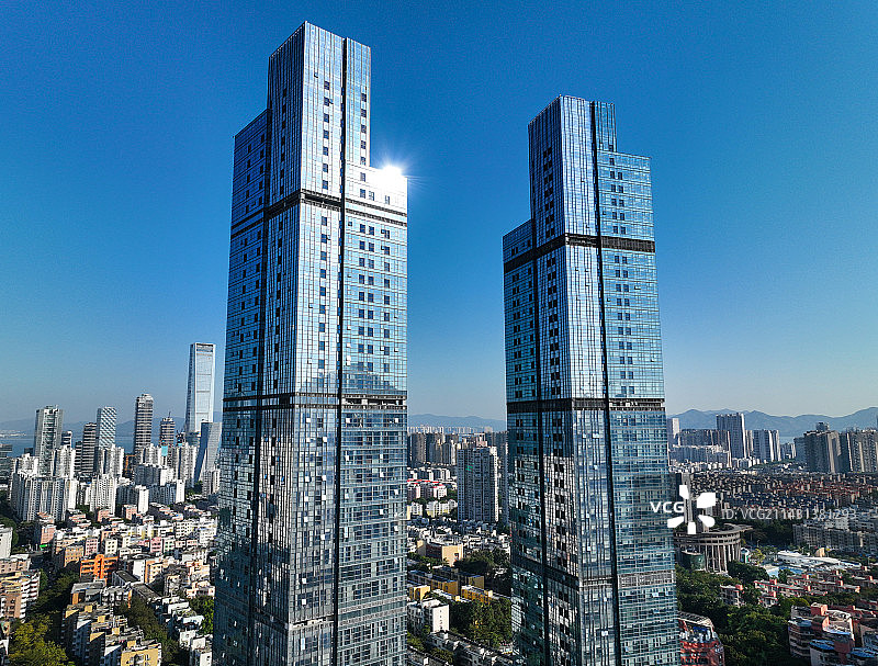 广东省深圳市南山来福士广场南海公园恒驰总部航拍图片素材