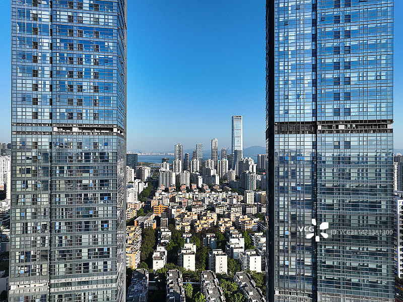 广东省深圳市南山来福士广场南海公园恒驰总部航拍图片素材