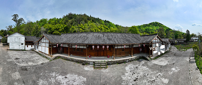 四川省南充市西充县严家大院航拍图片素材