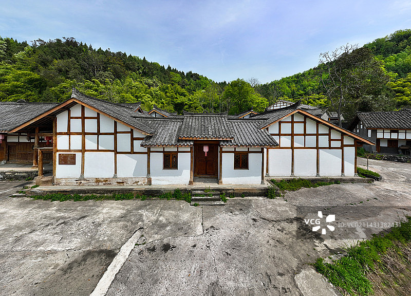 四川省南充市西充县严家大院航拍图片素材