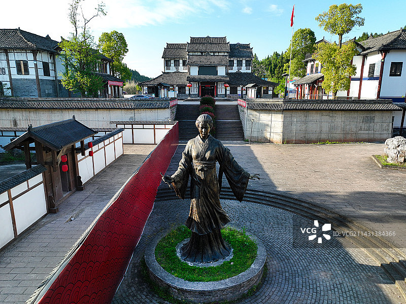 四川省遂宁市安居区黄峨故里黄峨古镇航拍图片素材