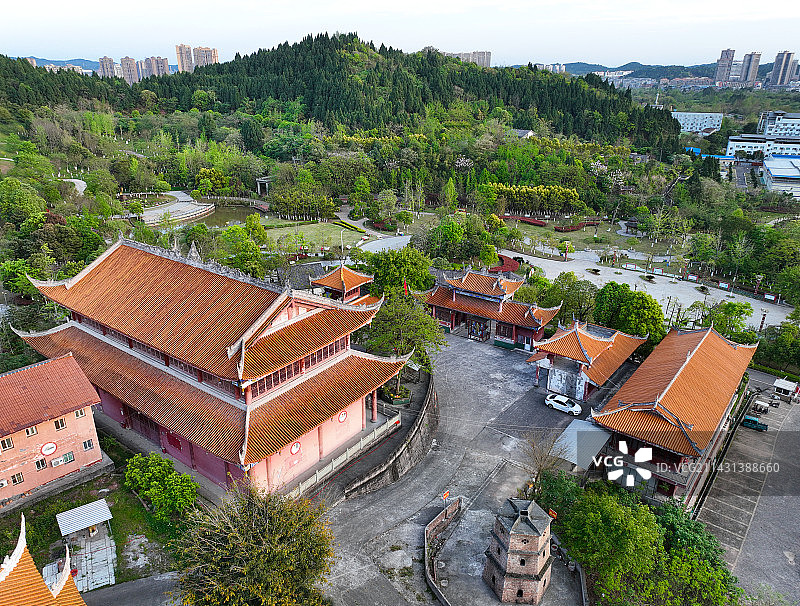四川省遂宁市安居区凤舞琼花公园凤凰栖公园航拍图片素材