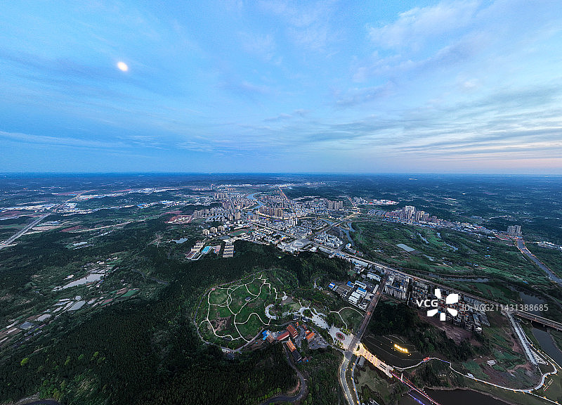 四川省遂宁市安居区凤舞琼花公园凤凰栖公园航拍图片素材