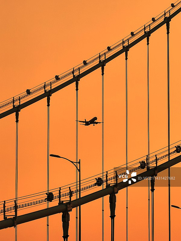 海沧大桥夕阳红图片素材