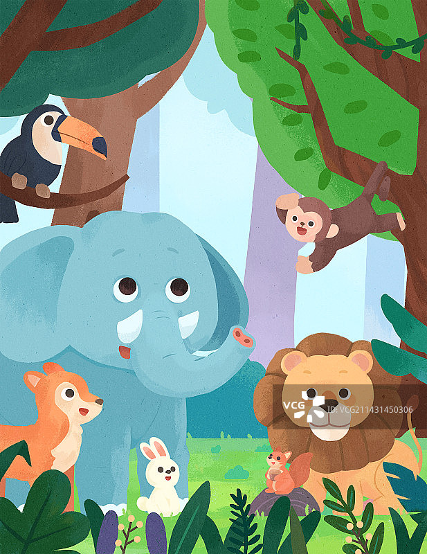 森林世界动物日儿童插画图片素材