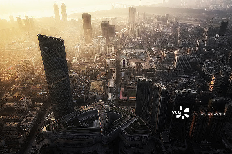 武汉恒隆广场 白天航拍图片素材