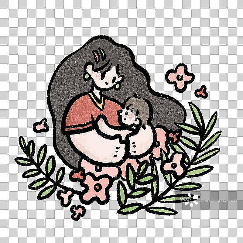 女性母亲节节日免抠插画元素图片素材