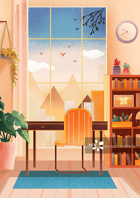 扁平肌理家居物品插画图片素材