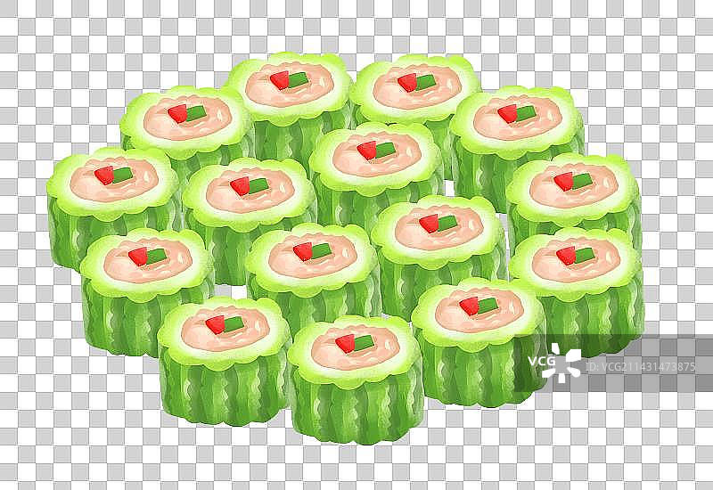 苦瓜酿肉插画元素图片素材