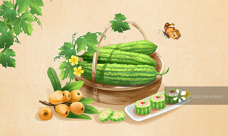 二十四节气之小满特色美食 吃苦菜吃枇杷图片素材