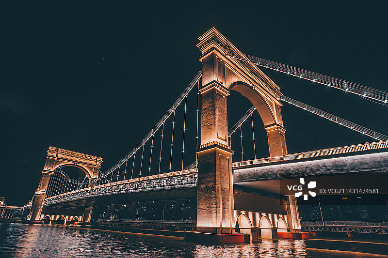 珠海香洲区夜景香山桥-南屏二桥-欧式桥梁图片素材