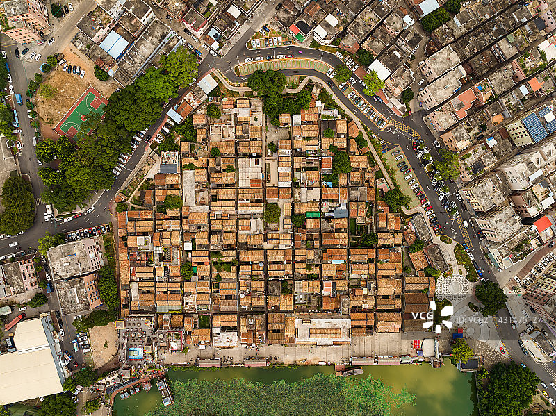 广东东莞西溪古村航拍图片素材