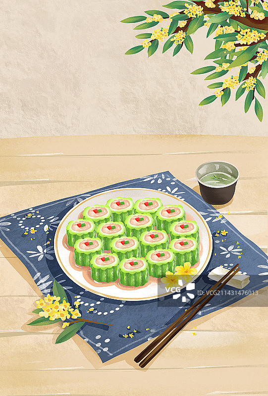 广西特色美食之苦瓜酿图片素材