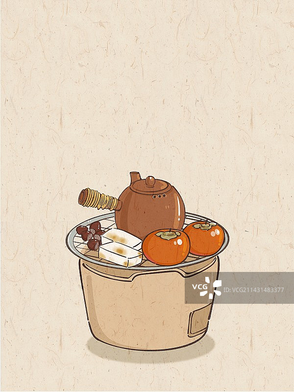 古风围炉煮茶插画图片素材