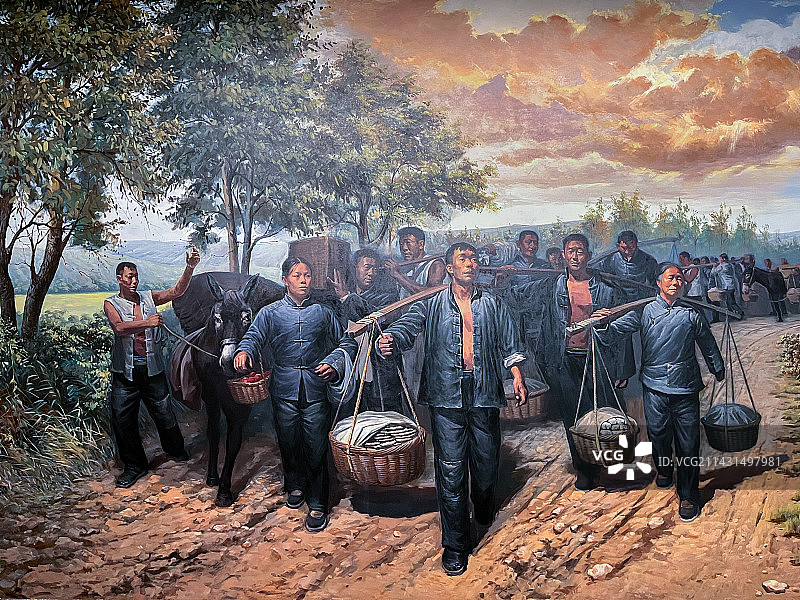 盱眙黄花塘新四军军部纪念馆，支前场景图片素材