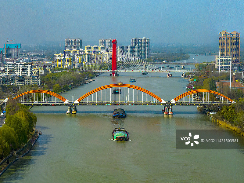 江苏宿迁京杭大运河运河畔的项王故里图片素材