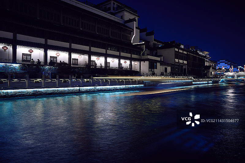 夜游南京著名旅游景点秦淮河图片素材