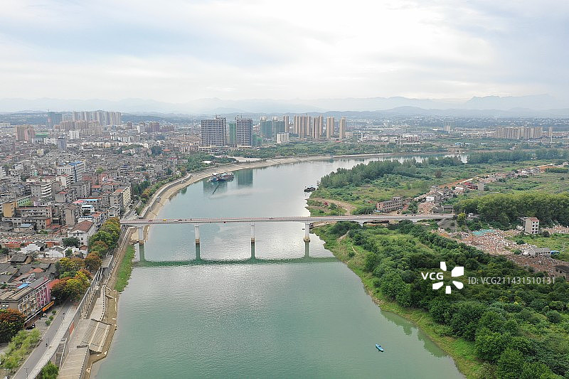 长江清江两江汇合处航拍图片素材