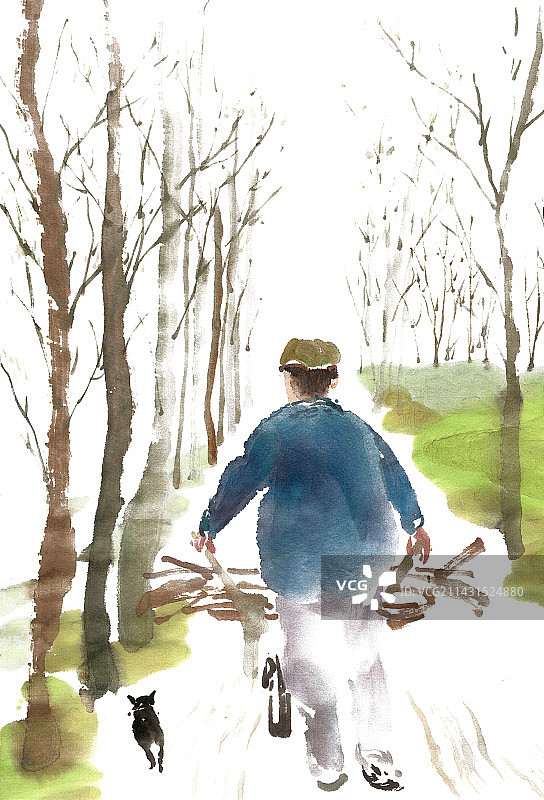 推车的老人图片素材