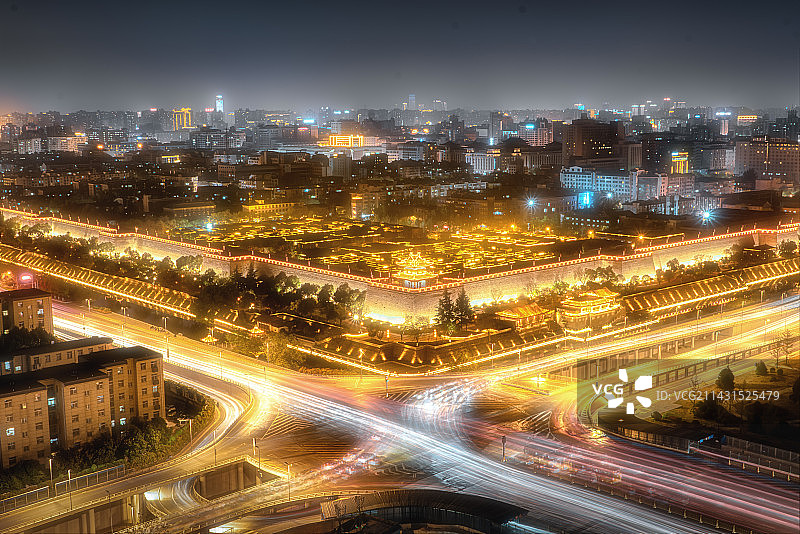 西安城墙东北角 建国路图片素材