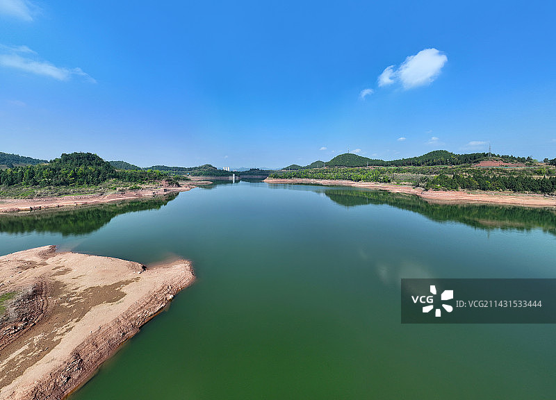 四川省南充市西充县九龙潭水库航拍图片素材
