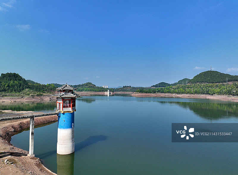 四川省南充市西充县九龙潭水库航拍图片素材