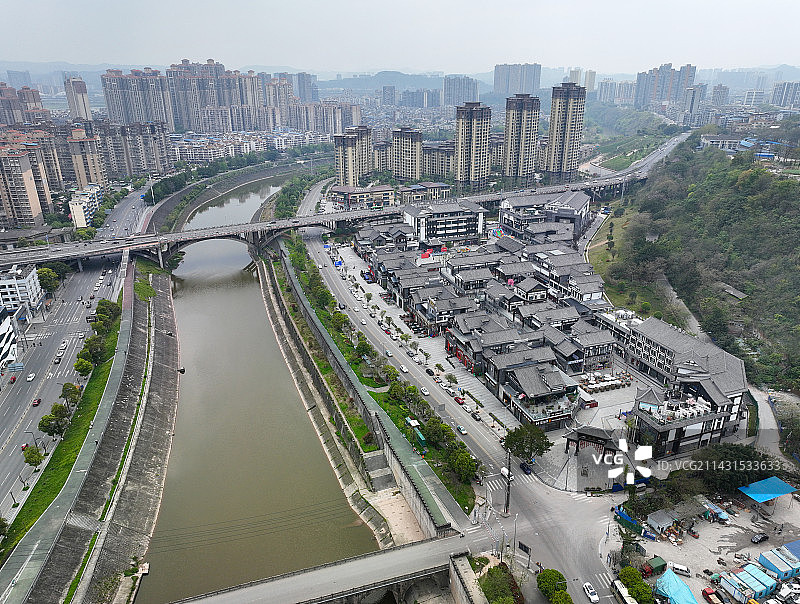 四川省南充市顺庆区西巷文化商业街航拍图片素材