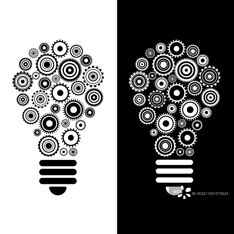 创意创新灯泡齿轮背景图片素材
