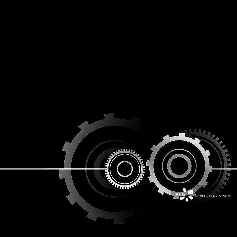 黑色背景上的金属齿轮符号设计图片素材