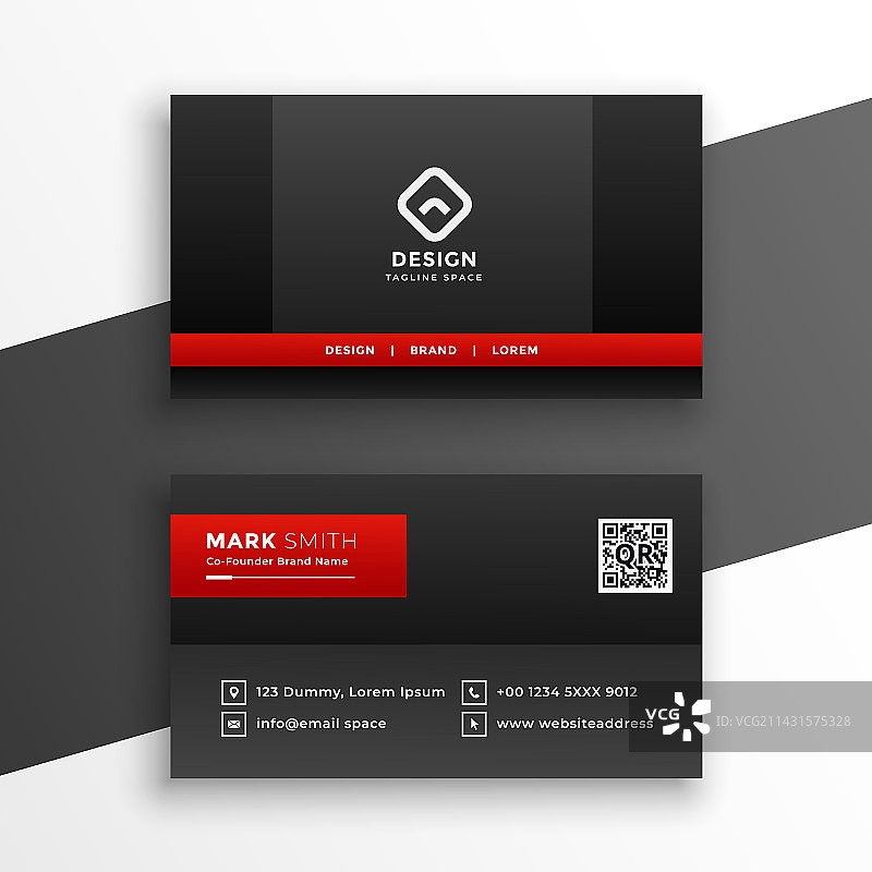 红黑深色名片模板设计图片素材