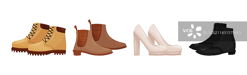 不同款式的鞋靴合集图片素材