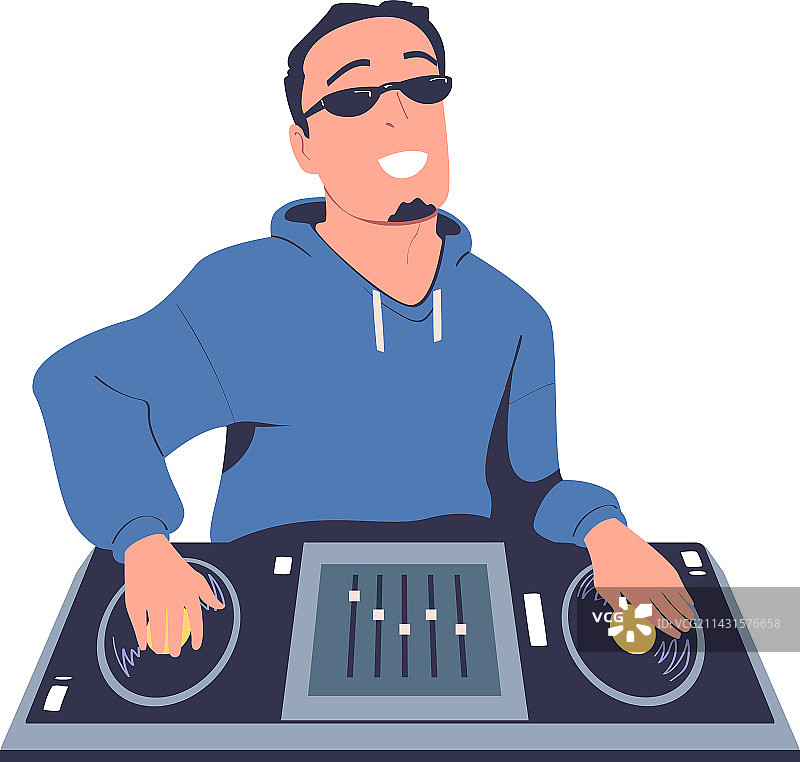 男俱乐部DJ在调音台播放音乐图片素材