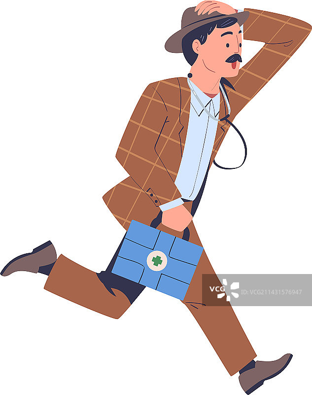 格子图案中的男医生图片素材