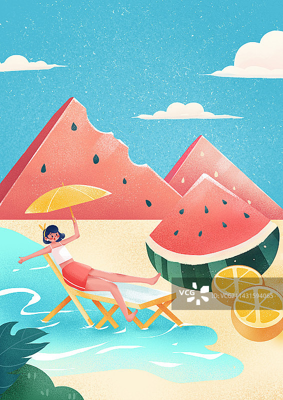 小清新可爱夏季夏日西瓜插画图片素材