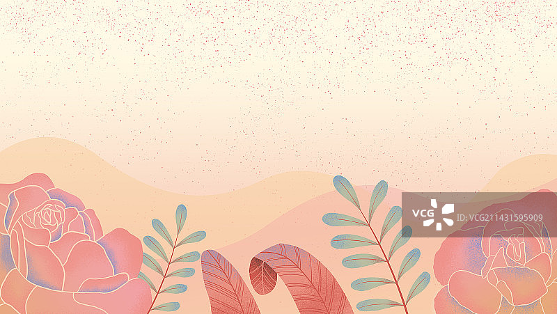 无人植物花卉温馨扁平风肌理背景插画图片素材