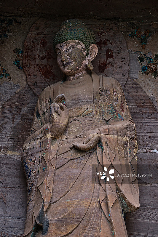 安岳石刻圆觉洞释迦拈花微笑佛窟图片素材