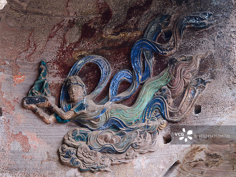 安岳石刻圆觉洞净瓶观音佛龛图片素材