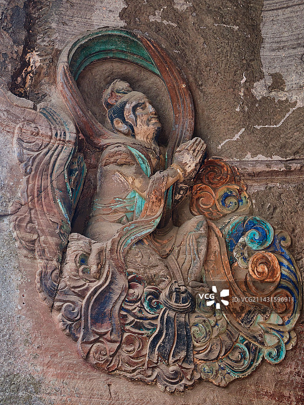 安岳石刻圆觉洞净瓶观音佛龛图片素材