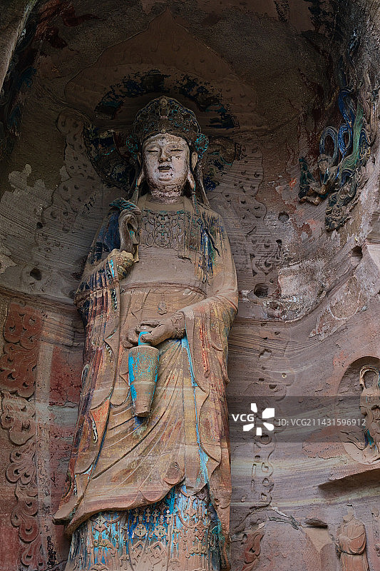 安岳石刻圆觉洞净瓶观音佛龛图片素材