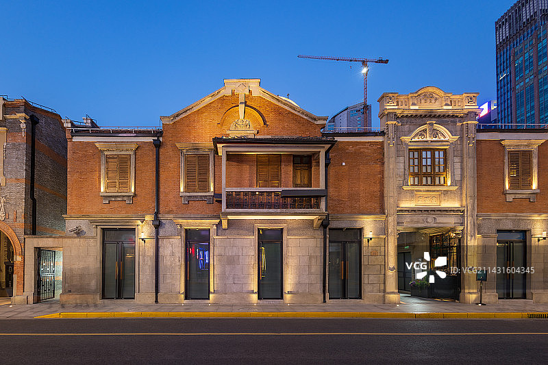 上海石库门建筑群 张园 夜景图片素材