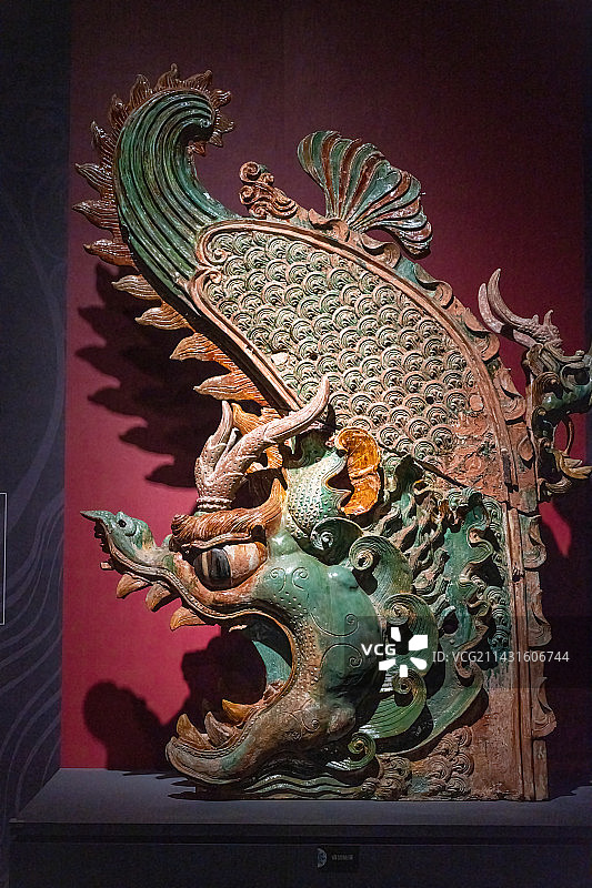 山西元代永乐宫重阳殿琉璃鸱吻图片素材