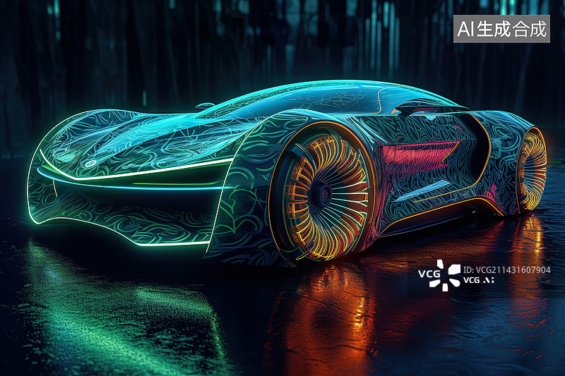 【AI数字艺术】发光_透明_抽象_汽车图片素材