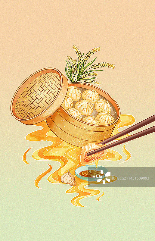 中华美食包子插画图片素材