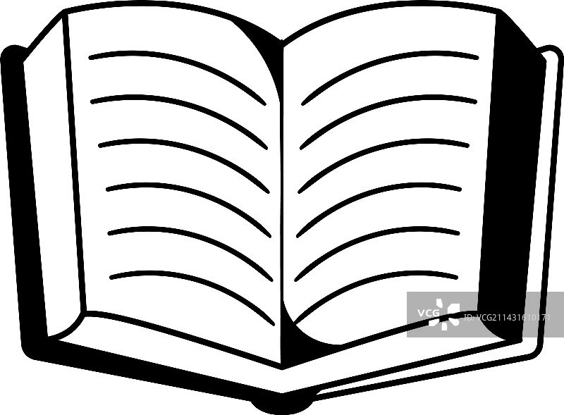 打开的书本与文具图标图片素材