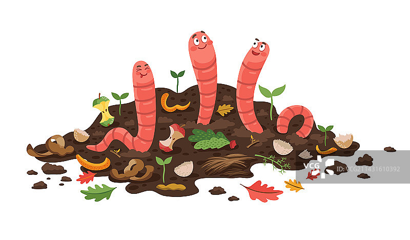 卡通堆肥蚯蚓图片素材