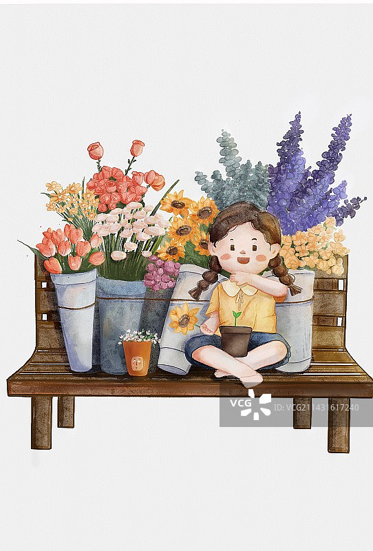 卖花的小姑娘图片素材