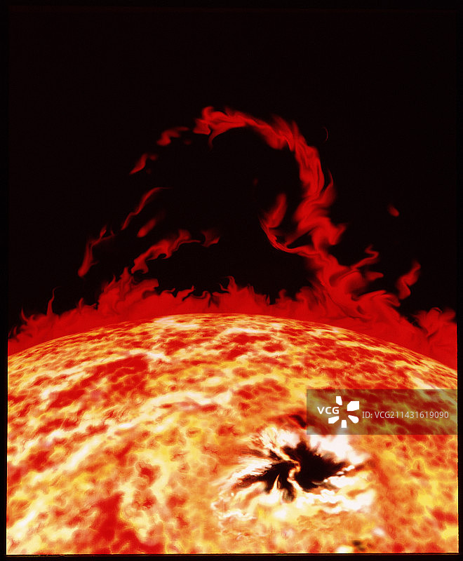 日珥和太阳黑子艺术作品图片素材