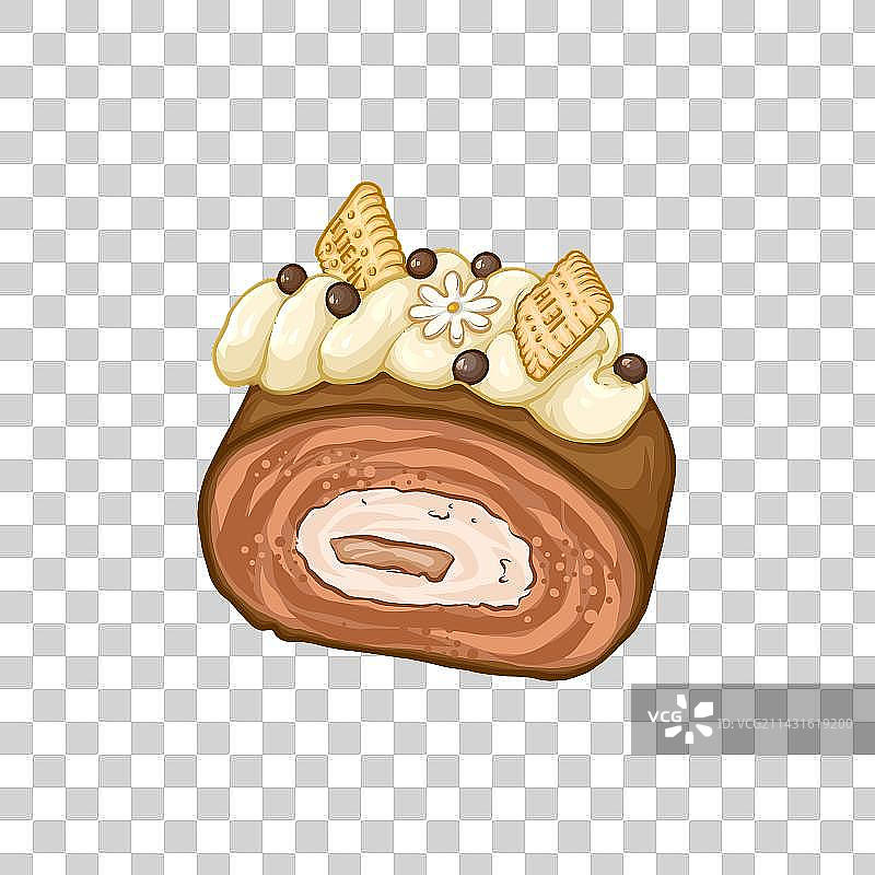 手绘甜品 蛋糕卷 巧克力图片素材