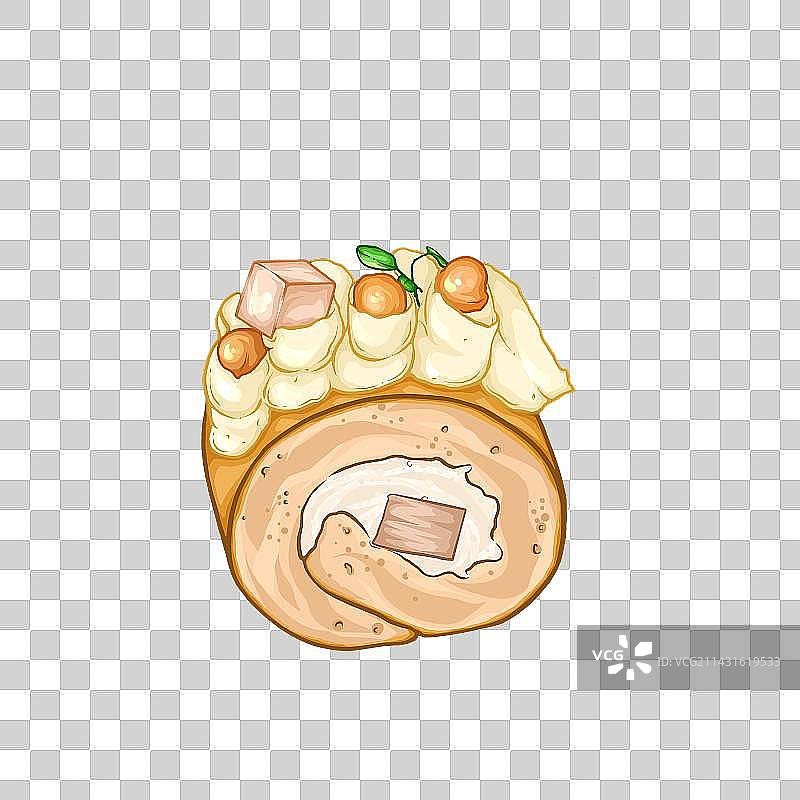 手绘甜品 蛋糕卷 珍珠奶冻图片素材