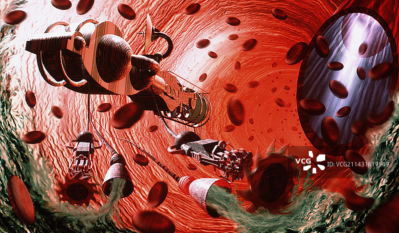 人体血管内的纳米机器人艺术作品图片素材